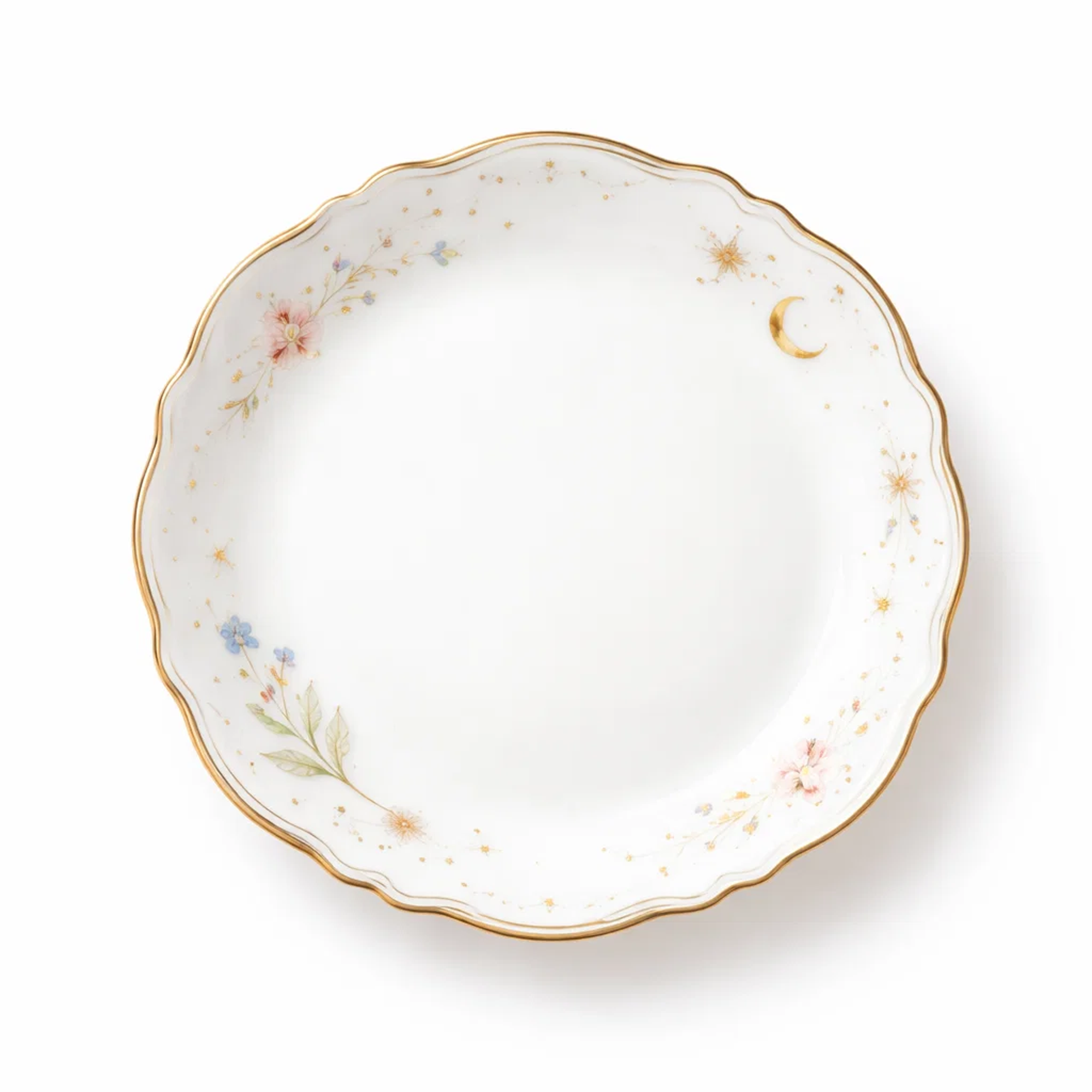Scalloped Gold Rim Dessert Plate