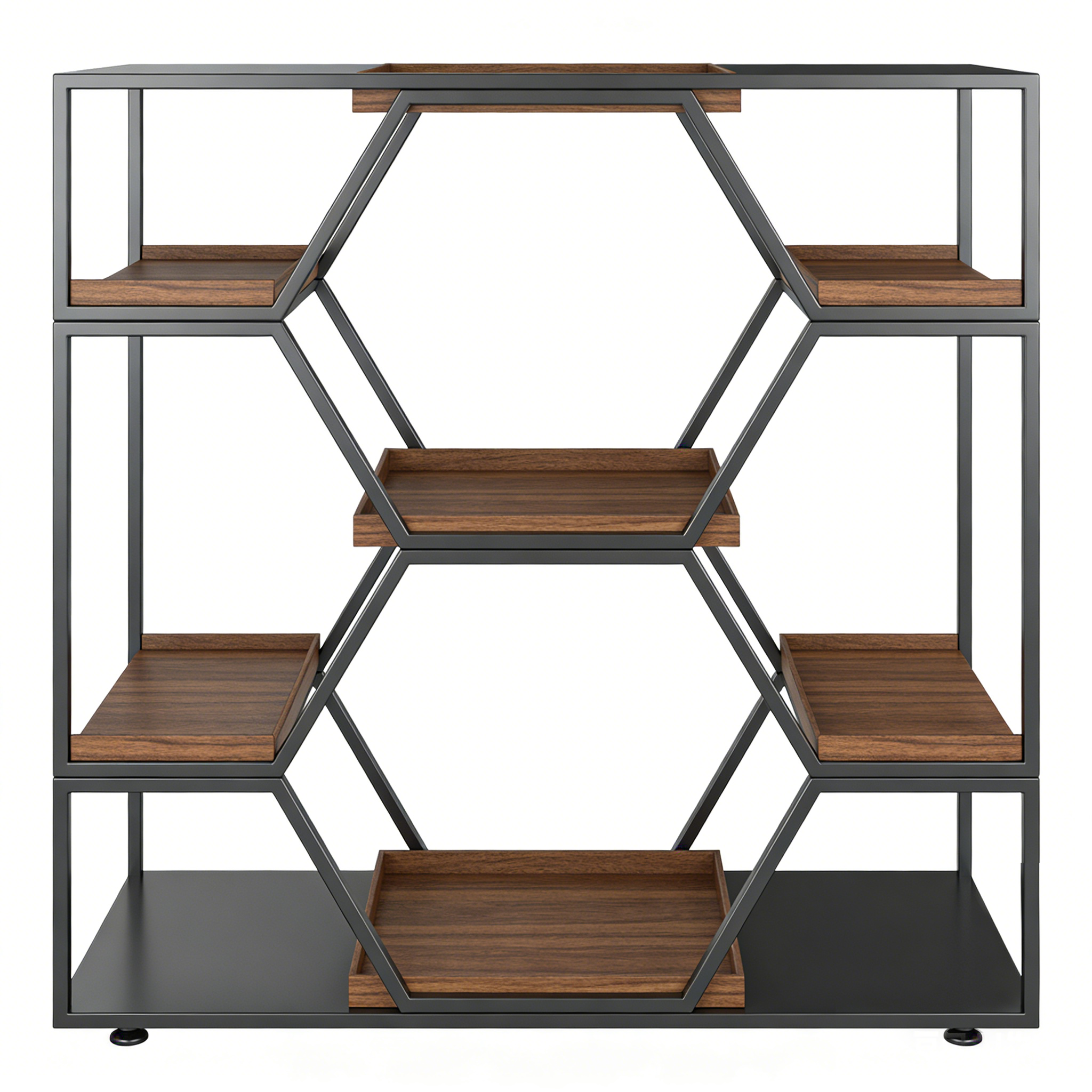 Geometric Metal Wood Display Shelf