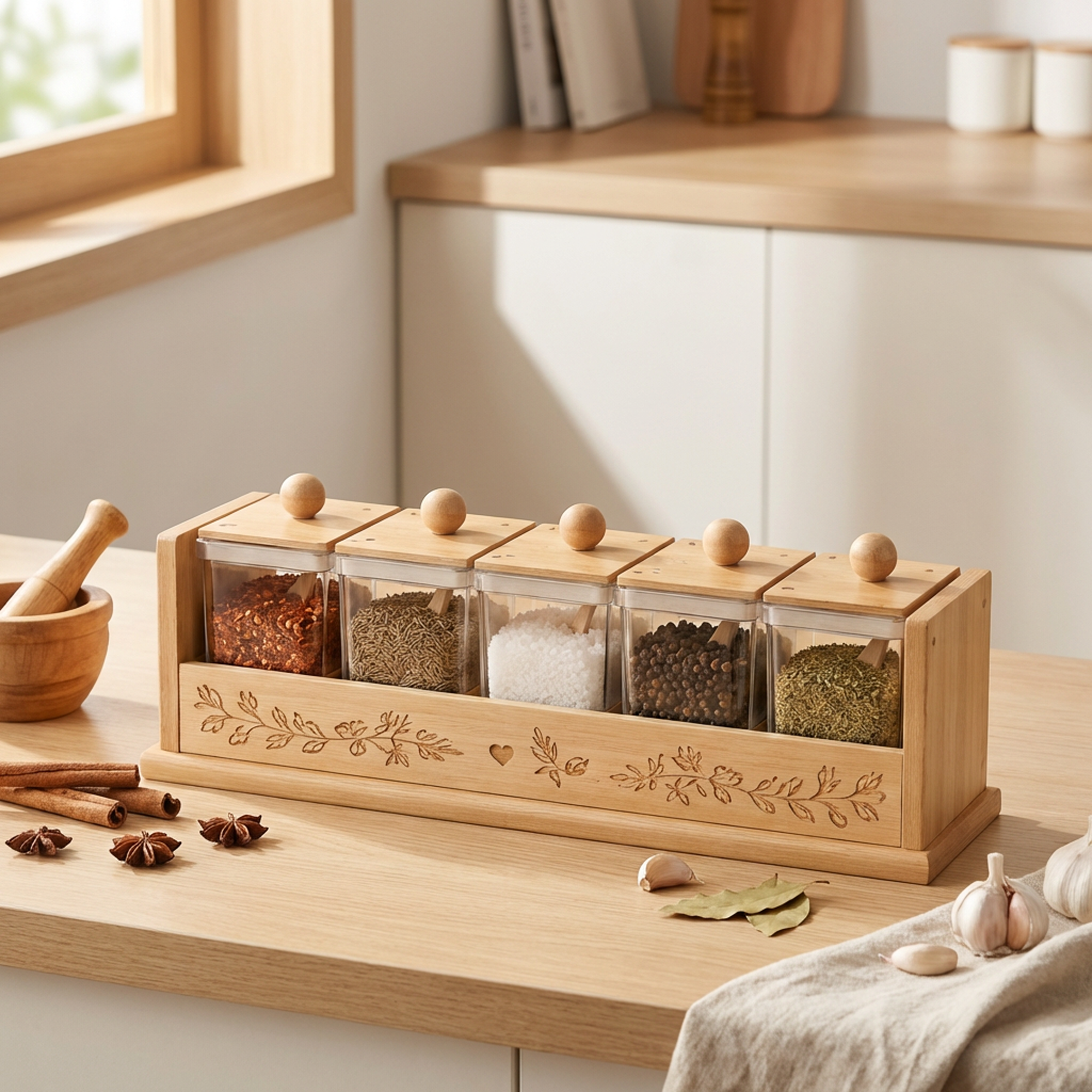 5-Jar Kitchen Seasoning Box Set