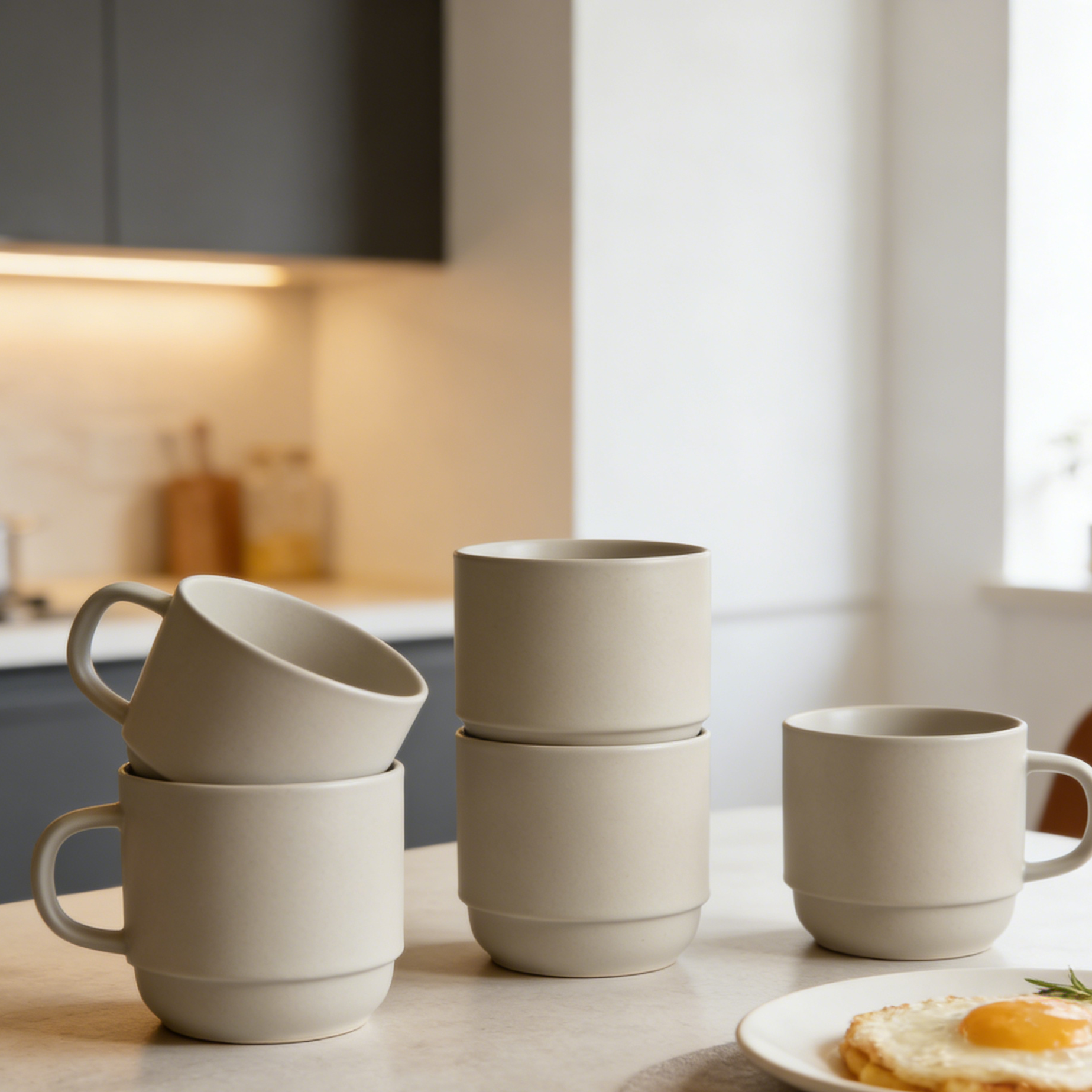 Stackable Ceramic Mug Set