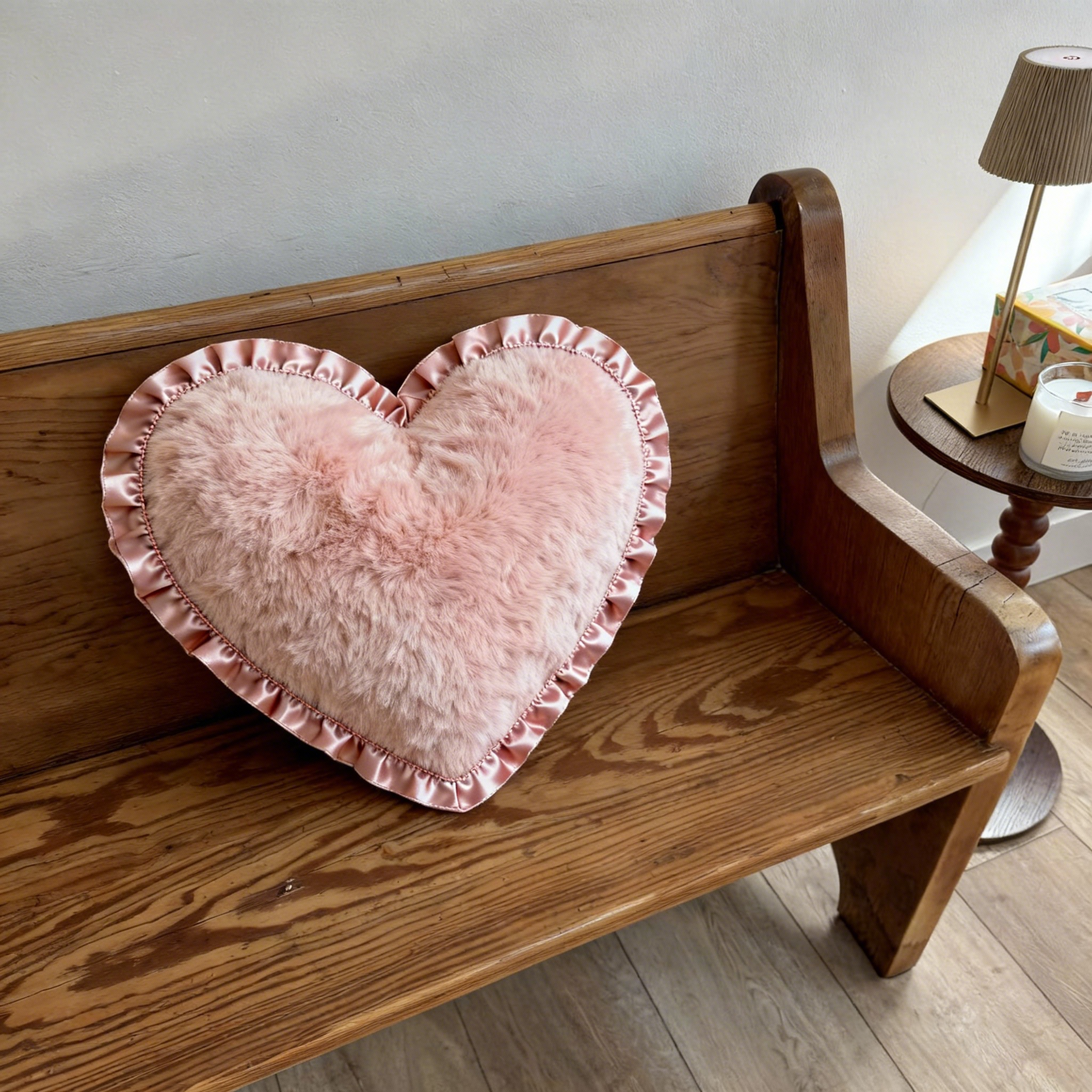 Fluffy Heart-Shaped Plush Pillow